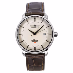 Zeppelin Atlantic Leather Strap Full Luminous Beige Dial Automatic 84605 Men's Watch