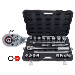 KS Tools 911.0721, Socket set, 3/4", 21 head(s), Chromium-vanadium steel, 14.5 kg