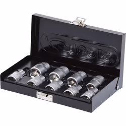 KS Tools 911.4410, Socket set, 1/2", 9 head(s), Chromium-vanadium steel, DIN 3120, ISO 1174, 1 kg