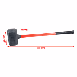 KS Tools 140.5259, Dead blow hammer, Polyurethane (PU), Fibreglass, Black, Red, 89 cm, 5.76 kg