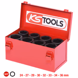 KS Tools 515.0510, Socket set, 3/4", 8 head(s), Chromium-molybdenum steel, ISO 1174, DIN 3121, 4.2 kg