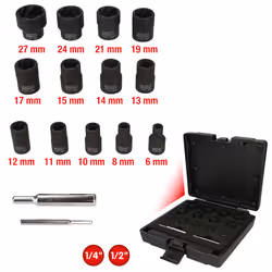 KS Tools 913.1460, Socket set, 15 head(s), Chromium-molybdenum steel, DIN 3120, ISO 1174, 1.1 kg