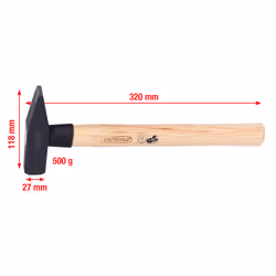 KS Tools 142.1350, Cross-peen hammer, Steel, Wood, 32 cm, 590 g, 500 g