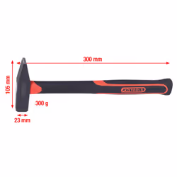 KS Tools 142.1331, Cross-peen hammer, Steel, Fibreglass, Black, 30 cm, 500 g