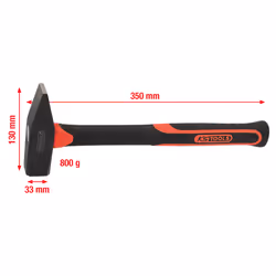 KS Tools 142.1381, Cross-peen hammer, Steel, Fibreglass, Black, 35 cm, 920 g