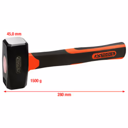 KS Tools 142.5151, Sledge hammer, Steel, Fibreglass, Black, 28 cm, 1.65 kg