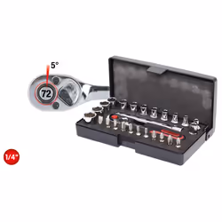 KS Tools 918.0626, Socket set, 1/4", 26 head(s), Chromium-vanadium steel, 440 g