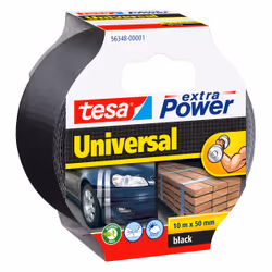 TESA extra Power Universal, Black, Fastening, Handicrafting, Marking, Repairing, Metal, Wood, 10 m, 50 mm, 1 pc(s)