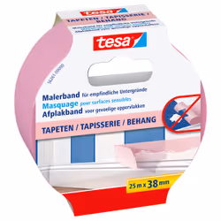 TESA Masking Tape for Wallpaper, Painters masking tape, Paper, Pink, Acrylic paint, Alkyd paint, Latex paint, 7 day(s), 25 m