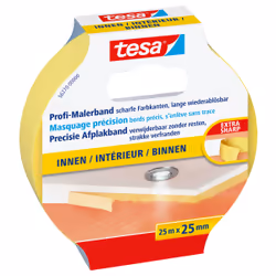 TESA Masking Tape PRECISION INDOOR, Painters masking tape, Paper, Yellow, Smooth, 150 day(s), 25 m