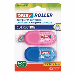 TESA Mini Roller Correction ecoLogo, Blue, Pink, 6 m, 5 mm, 100%, Blister, 2 pc(s)