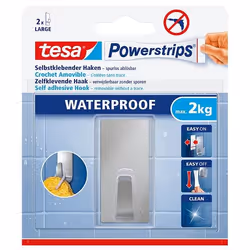 TESA 59779-00000, Indoor, Towel hook, Stainless steel, Stainless steel, Adhesive strip, 2 kg