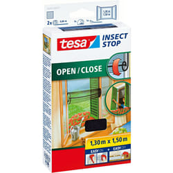 tesa 55033-00021-00 Insect Stop Hook and Loop Open/Close, Easy-On and Easy-Off Insect Screen For windows 1.30 x 1.5 m - Anthracite