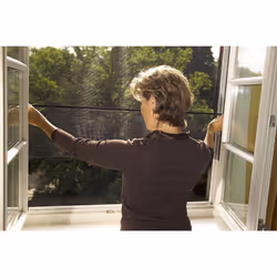tesa 55033-00021-00 Insect Stop Hook and Loop Open/Close, Easy-On and Easy-Off Insect Screen For windows 1.30 x 1.5 m - Anthracite
