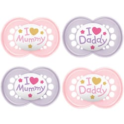 Dummy Original Silicone I Love Mummy & Daddy Pack of 4