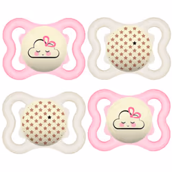 Supreme Night Soothers 0-6 Months (Pack of 4), Thinner and Softer Baby Soother, Glow in The Dark Soother with Self Sterilisin ...
