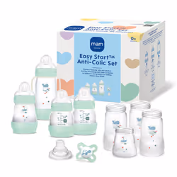 Easy Start Self Sterilising Anti Colic Starter Set, Newborn Bottle Set and Soother, Newborn Essentials, Pastel Green, Sold in ...