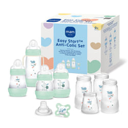 Easy Start Self Sterilising Anti Colic Starter Set, Newborn Bottle Set and Soother, Newborn Essentials, Pastel Green, Sold in Foreign Language
