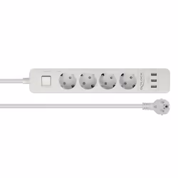 DeLOCK 11206, 1.5 m, Indoor, Type F, Type F (CEE 7/4), White, 4 AC outlet(s)