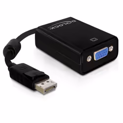 DeLOCK 61848, 0.125 m, VGA (D-Sub), DisplayPort, Male, Female, Black