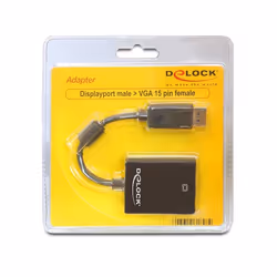 DeLOCK 61848 video cable adapter 0.125 m VGA (D-Sub) DisplayPort Black