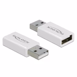 DeLOCK USB 2.0 Adapter Type-A male to Type-A female Data Blocker, USB 2.0 Type-A, USB 2.0 Type-A, White