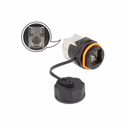 DeLOCK Cable Connector RJ45 jack to Cat.6A LSA with protective cap waterproof, RJ45/Cat.6A LSA, Black, Straight, Metal, Plast ...
