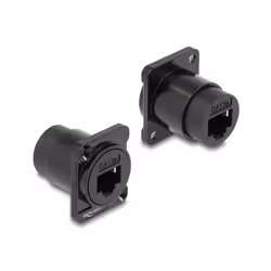DeLOCK D-Type Module RJ45 Cat.6A female to female, Black, RJ-45, RJ-45, Female, Female, Zinc