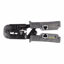 DeLOCK Crimp tool with stripper and network tester for 8P (RJ45), 6P (RJ12/11) or 4P (RJ10) plugs