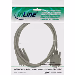 InLine Serial extension, 9pin male / female, moulded, 1:1 assigned, 15m