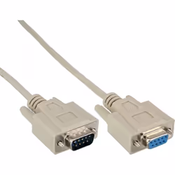 InLine Serial extension, 9pin male / female, moulded, 1:1 assigned, 5m, Beige, 5 m, DB-9, DB-9, Male, Female