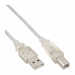 InLine USB 2.0 Cable Type A male / B male, transparent, 7m, 7 m, USB A, USB B, USB 2.0, Male/Male, Transparent
