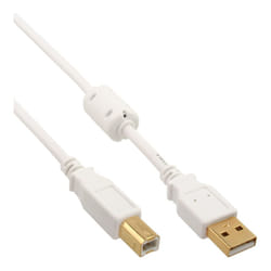 InLine USB 2.0 Cable Type A male / B male, gold plated, w/ferrite, white, 2m