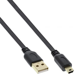 InLine USB 2.0 Flat Cable USB Type A male / Mini-B male 5pin black/gold 5m
