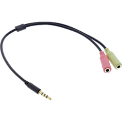 InLine Audio Headset Adapter Cable 3.5mm male 4 Pin / 2x 3.5mm, black, 0.15m