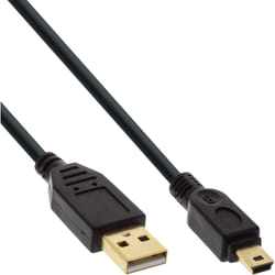 InLine USB 2.0 Mini Cable, Type A male / mini-B male (5pin), black/gold, 0.5m