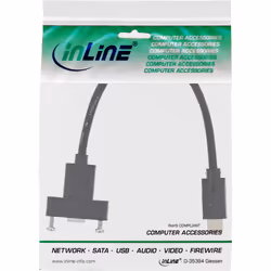 InLine USB 3.2 Gen.2 C male / female with flange cable, black, 0.20m