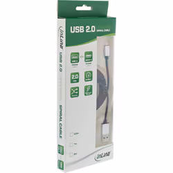 InLine Micro-USB 2.0 spiral cable, Type A/Micro-B M/M, black/alu, flexible 3m