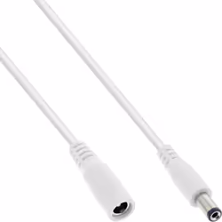 InLine DC extension cable, DC male/female 5.5x2.1mm, AWG 18, white 1m, 1 m, 5.5 x 2.1 mm, 5.5 x 2.1 mm, 12 V, 11.6 A