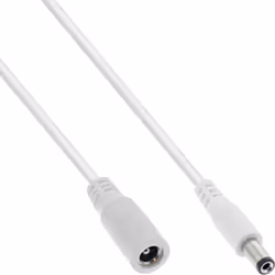 InLine DC extension cable, DC male/female 5.5x2.5mm, AWG 18, white 2m, 2 m, 5.5 x 2.5 mm, 5.5 x 2.5 mm, 12 V, 11.6 A