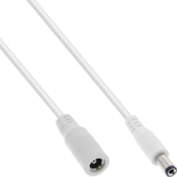 InLine DC extension cable, DC male/female 5.5x2.5mm, AWG 18, white 2m