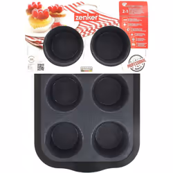 Zenker 6 Muffin Tray 28cm Glass Fibre Silicone Baking Mould Pan Strong Nylon Edge Non-Stick Reusable