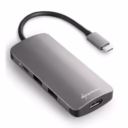 Sharkoon USB 3.0 Type C Multiport Adapter USB 3.2 Gen 1 (3.1 Gen 1) Type-C Grey
