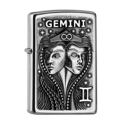 Zippo Lighter Gemini Zodiac Sign Horoscope Chrome Windproof Flame Refillable