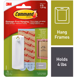 Command Sawtooth Picture Hanger Kit with Command Adhesive Strips - 1 Pack - Hanger Holds up to 1.8Kg (4lb) - 75 mm x 25 mm