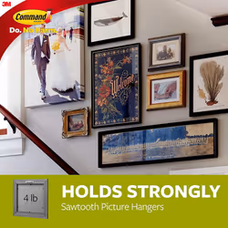Command Sawtooth Picture Hanger Kit with Command Adhesive Strips - 1 Pack - Hanger Holds up to 1.8Kg (4lb) - 75 mm x 25 mm