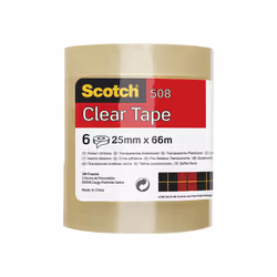 Scotch Clear Tape, Pack of 6 Rolls, 25 mm x 66 m - Strong and Sticky Tape for General Purpose Wrapping, Sealing and Mending,  ...