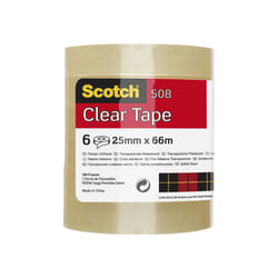 Scotch Clear Tape, Pack of 6 Rolls, 25 mm x 66 m - Strong and Sticky Tape for General Purpose Wrapping, Sealing and Mending, Packaging May Vary