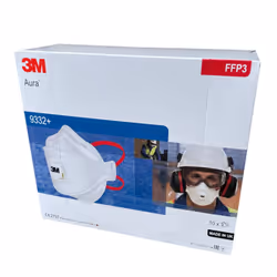20 x 3M Aura Particulate Respirator Masks, FFP3, Valved, 9332+