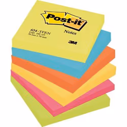 Post-It FT510283540, Square, Blue, Green, Orange, Pink, Yellow, Paper, 76 mm, 76 mm, 100 sheets